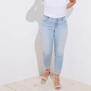 LOFT  Plus Indigo Eyelet Skinny Jeans